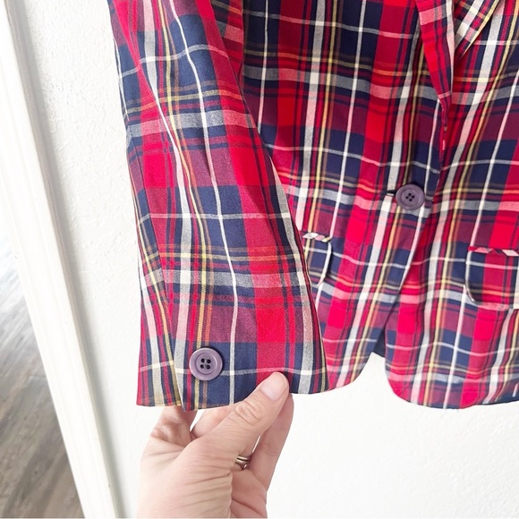 Pendleton Blazer Women's 4P Petite Red Tartan Plaid Preppy Americana Vintage 80s - Picture 5 of 9